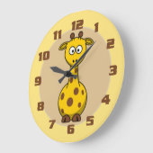 Grande Horloge Ronde Cute Giraffe Nursery (Angle)