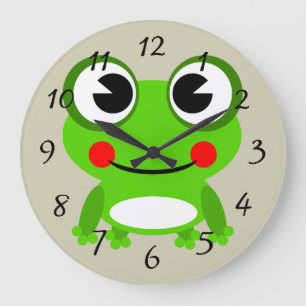 Grande Horloge Ronde Cute grenouille animée
