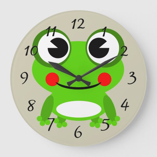 Grande Horloge Ronde Cute grenouille animée (Recto)