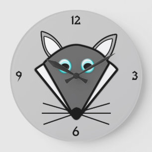 Grande Horloge Ronde Cute Halloween Wolf Wall Clock