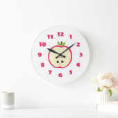 Grande Horloge Ronde Cute Happy Apple (Maison)