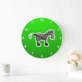 Grande Horloge Ronde Cute Horse; Green (Maison)