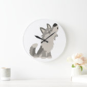 Grande Horloge Ronde Cute Howling Dessin animé (Maison)