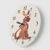 Grande Horloge Ronde Cute Kangaroo animé avec bébé (Angle)