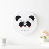Grande Horloge Ronde Cute Kawaii Panda | Add Your Name (Maison)