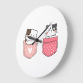 Grande Horloge Ronde Cute Kitty Chat (Angle)