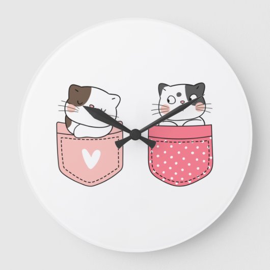 Grande Horloge Ronde Cute Kitty Chat (Recto)
