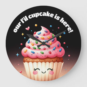 Grande Horloge Ronde Cute L'il Cupcake Sprinkles Nursery