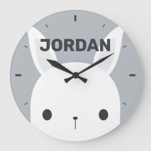 Grande Horloge Ronde Cute Little Bunny Rabbit with Personalized