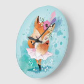 Grande Horloge Ronde Cute Little Fox (Angle)