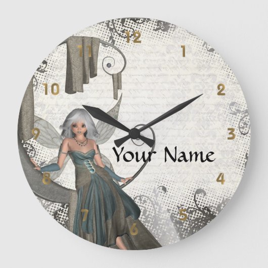 Grande Horloge Ronde Cute manga fairy (Recto)