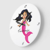 Grande Horloge Ronde Cute Mermaid à queue rose Thunder_Cove (Angle)