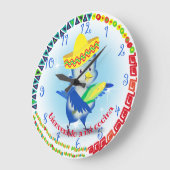 Grande Horloge Ronde Cute Mexican sombrero bird personalized kitchen (Angle)