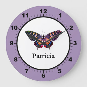 Grande Horloge Ronde Cute Modern Photography Butterfly Ajouter un nom