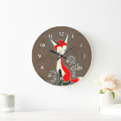 Grande Horloge Ronde Cute moderne peinture Art Fox (Maison)