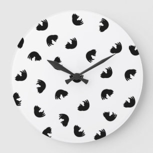 Grande Horloge Ronde CUTE Motif de chat noir et blanc