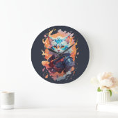 Grande Horloge Ronde Cute Ninja Cat Warrior Design (Maison)