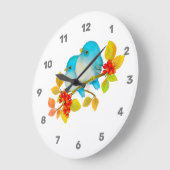 Grande Horloge Ronde Cute Pair of Bluebirds Wall Clock (Angle)