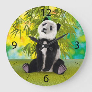 Grande Horloge Ronde Cute Panda Bear Kawaii Amoureux des animaux Cadeau