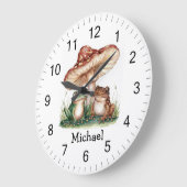 Grande Horloge Ronde Cute personnalisée tendance Happy Frog et Champign (Angle)