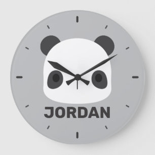 Grande Horloge Ronde Cute petit ours Panda avec nom personnalisé