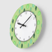 Grande Horloge Ronde Cute Petit Vert Trees Grey Numbers (Angle)