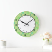 Grande Horloge Ronde Cute Petit Vert Trees Grey Numbers (Maison)