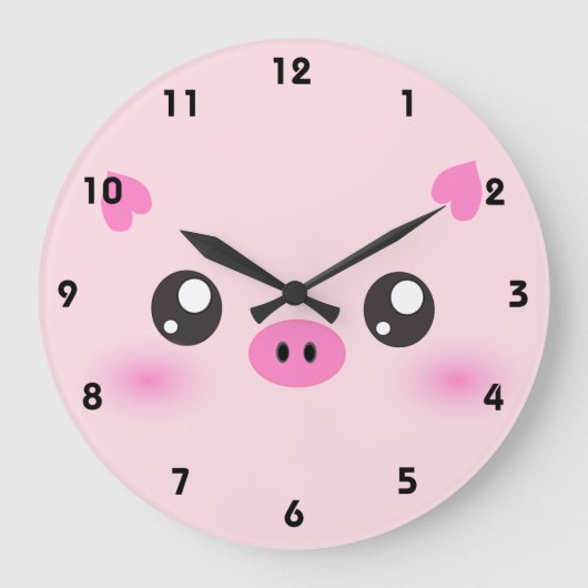 Grande Horloge Ronde Cute Pig Face - minimalisme kawaii (Recto)