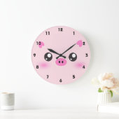 Grande Horloge Ronde Cute Pig Face - minimalisme kawaii (Maison)