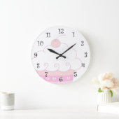 Grande Horloge Ronde Cute Pink Cupcake (Maison)