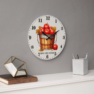 Grande Horloge Ronde Cute pomme fruits amoureux cuisine