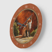 Grande Horloge Ronde Cute Red Fox (Angle)