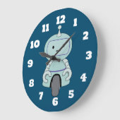 Grande Horloge Ronde Cute Robot Illustration (Angle)