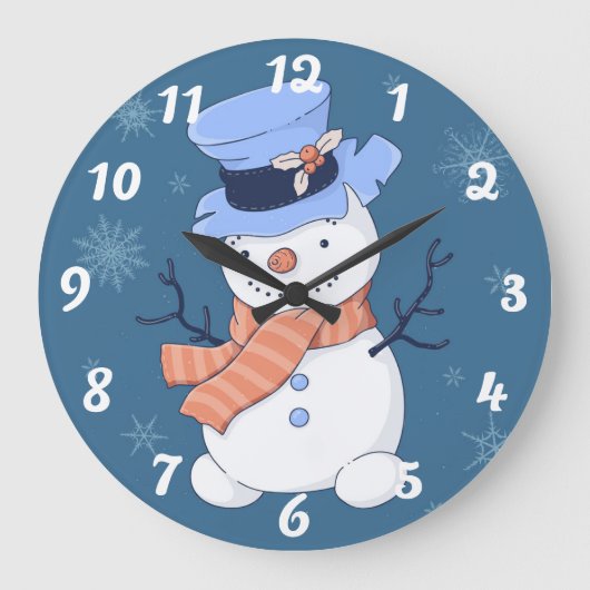Grande Horloge Ronde Cute Snowman (Recto)