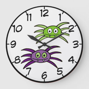 Grande Horloge Ronde Cute Spiders Halloween Wall Clock