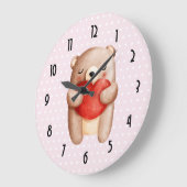 Grande Horloge Ronde Cute Teddy (Angle)