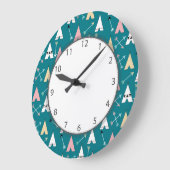 Grande Horloge Ronde Cute Teepees and Arrows (Angle)