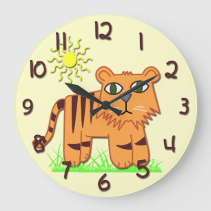 Grande Horloge Ronde Cute Tigre Kid's