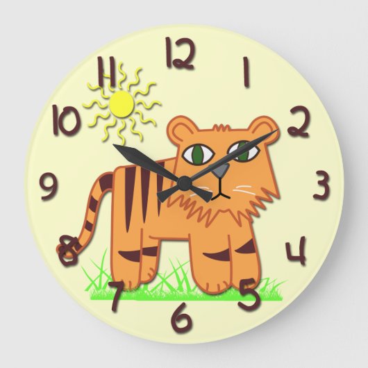 Grande Horloge Ronde Cute Tigre Kid's (Recto)