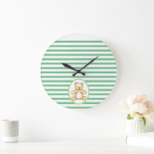Grande Horloge Ronde Cute vintage teddy bear (Maison)