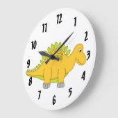 Grande Horloge Ronde Cute Yellow Dinosaur Kid's wall-clock/Medium (Angle)