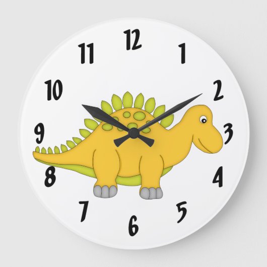 Grande Horloge Ronde Cute Yellow Dinosaur Kid's wall-clock/Medium (Recto)
