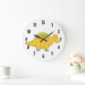 Grande Horloge Ronde Cute Yellow Dinosaur Kid's wall-clock/Medium (Maison)
