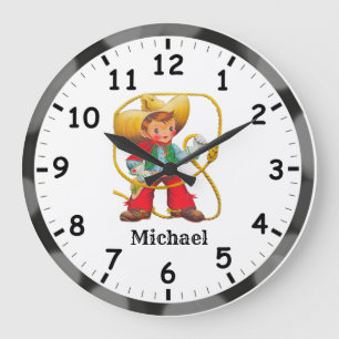 Grande Horloge Ronde Cutest Cowboy Jamais ! Personnalisez