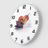 Grande Horloge Ronde Cygne noir et blanc (Angle)