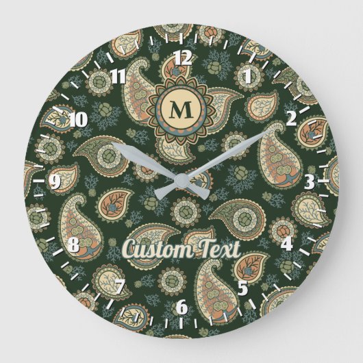 Grande Horloge Ronde Cypress Paisley Pattern Large Clock (Recto)