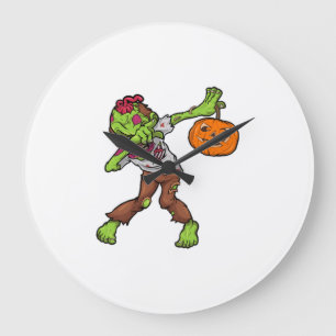 Grande Horloge Ronde Dabbing Zombie Halloween Dab conception de cadeau