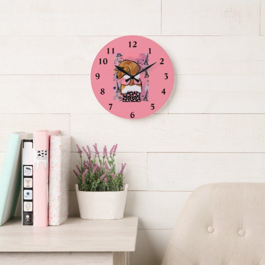 Grande Horloge Ronde Dachshund (Salle de lecture)
