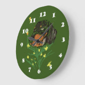 Grande Horloge Ronde Dachshund Chiens Motif (Angle)