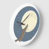 Grande Horloge Ronde Dachshund hurle sur la lune (Angle)